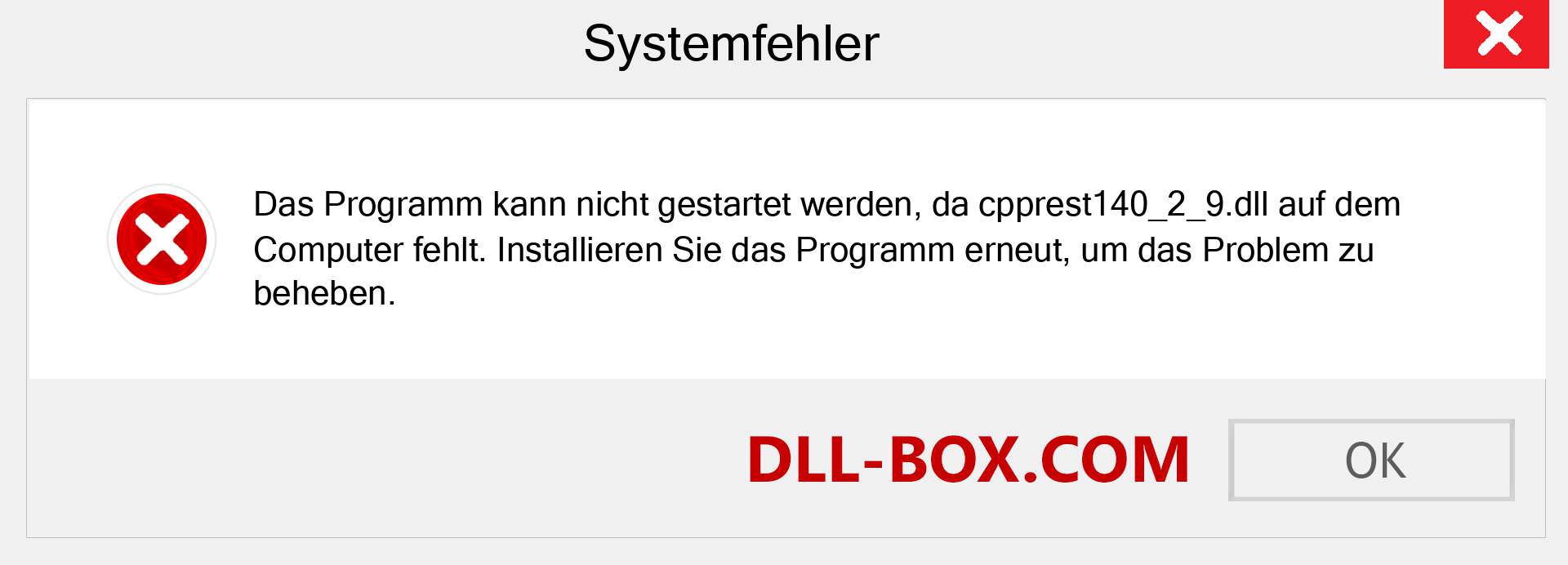 cpprest140_2_9.dll-Datei fehlt?. Download für Windows 7, 8, 10 - Fix cpprest140_2_9 dll Missing Error unter Windows, Fotos, Bildern